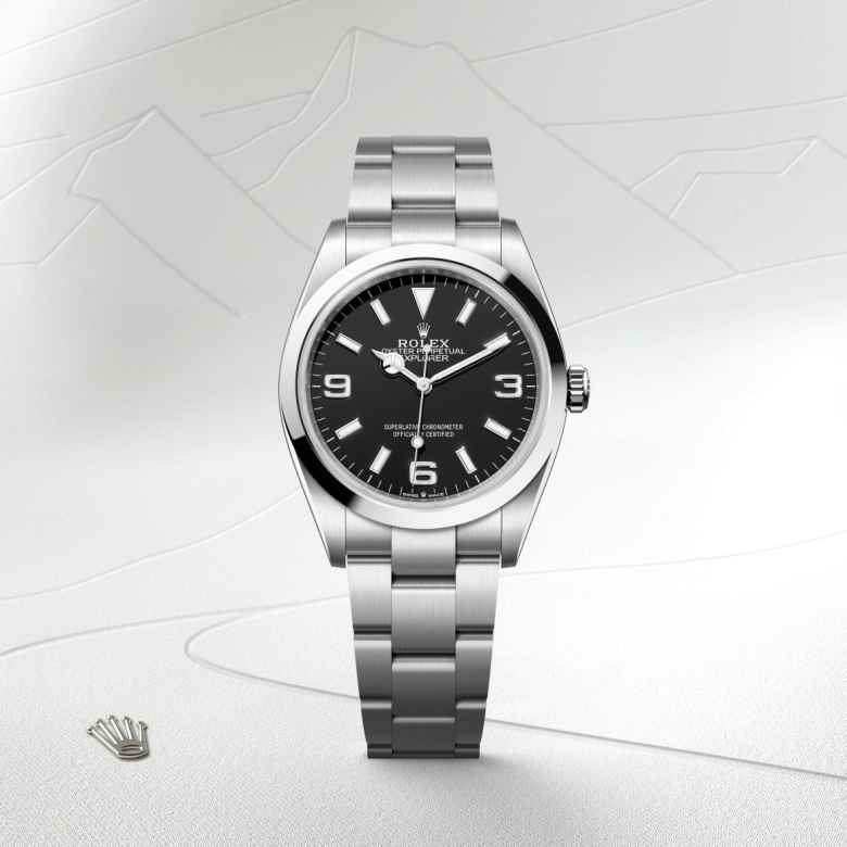 Front view of Rolex Explorer in Oystersteel, m124270-0001 - Nam Sawang