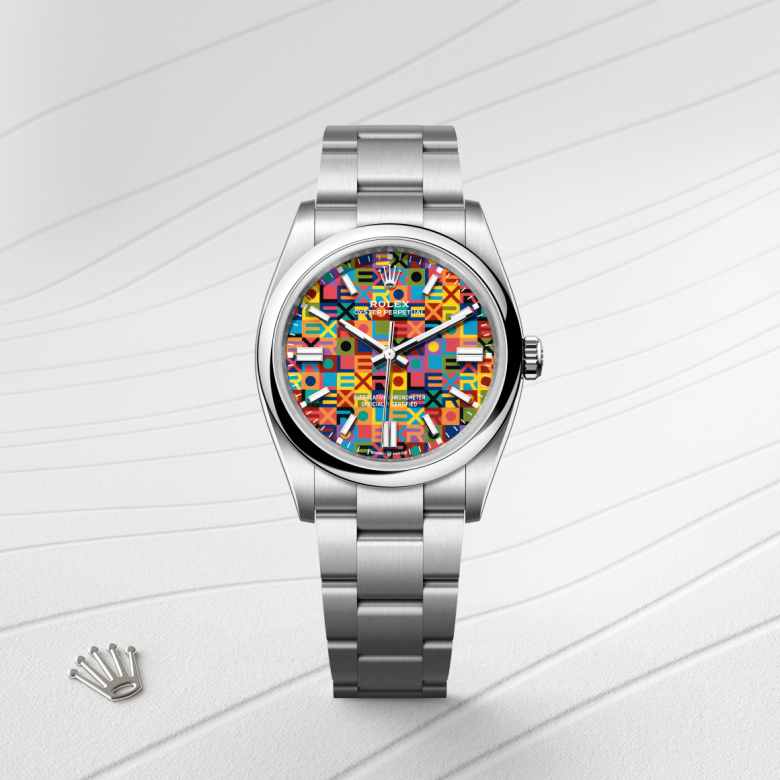 ด้านหน้า Rolex Oyster Perpetual ในวัสดุ Oystersteel, m126000-0016 - นำสว่าง