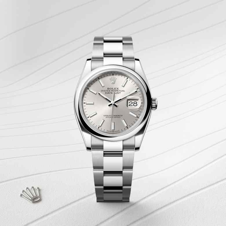 Front view of Rolex Datejust in Oystersteel, m126200-0002 - Nam Sawang
