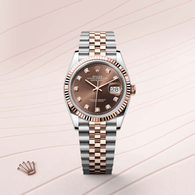 ด้านหน้า Rolex Datejust ในวัสดุ Everose Rolesor, m126231-0053 - นำสว่าง
