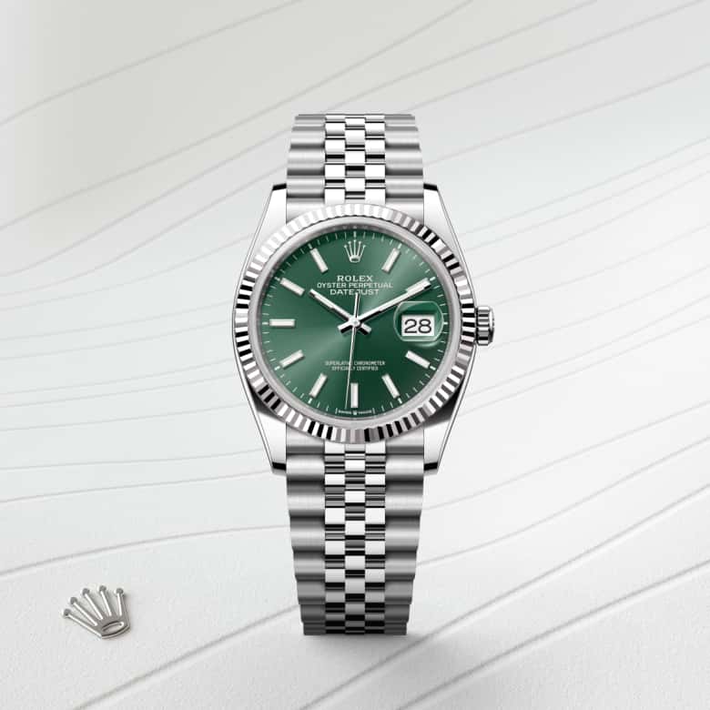 ด้านหน้า Rolex Datejust ในวัสดุ White Rolesor, m126234-0051 - นำสว่าง
