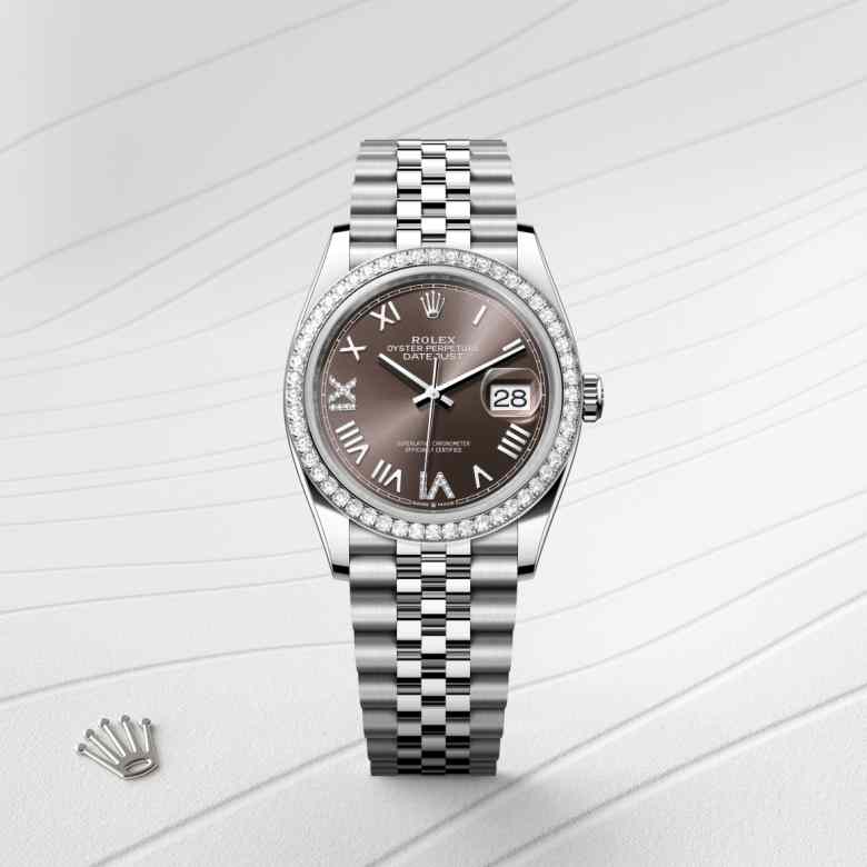 ด้านหน้า Rolex Datejust ในวัสดุ White Rolesor, m126284rbr-0063 - นำสว่าง