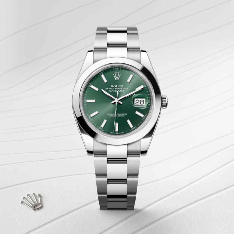 ด้านหน้า Rolex Datejust ในวัสดุ Oystersteel, m126300-0019 - นำสว่าง