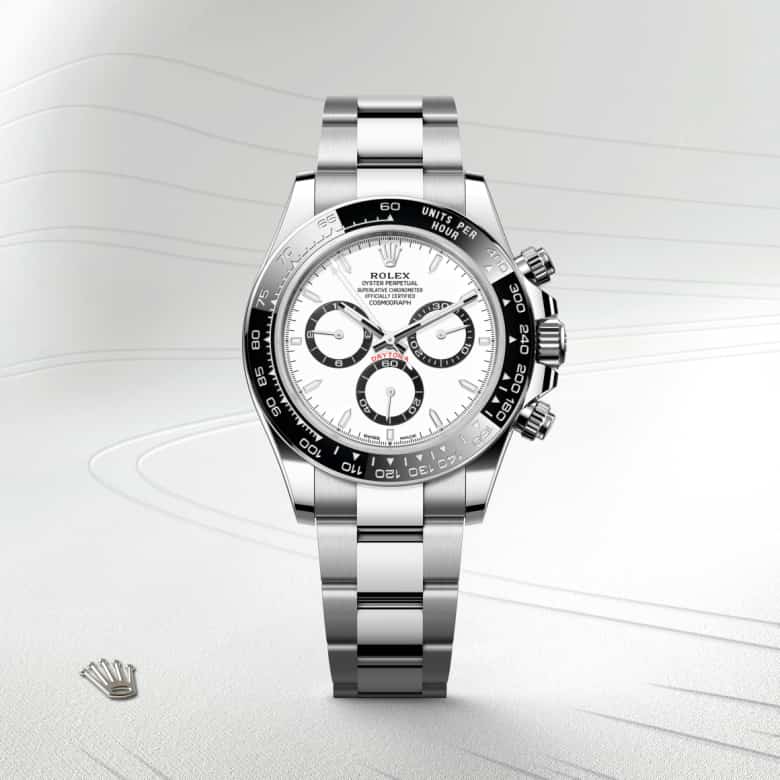 ด้านหน้า Rolex Cosmograph Daytona ในวัสดุ Oystersteel, m126500ln-0001 - นำสว่าง