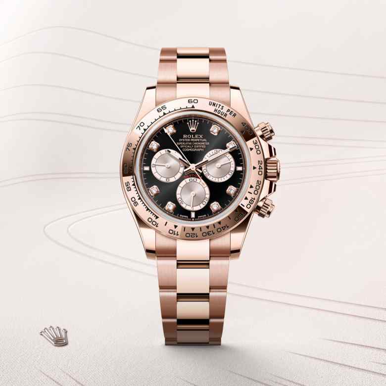 ด้านหน้า Rolex Cosmograph Daytona ในวัสดุ เอเวอร์โรสโกลด์, m126505-0002 - นำสว่าง
