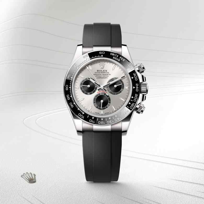 ด้านหน้า Rolex Cosmograph Daytona ในวัสดุ ทองคำขาว 18 กะรัต, m126519ln-0006 - นำสว่าง