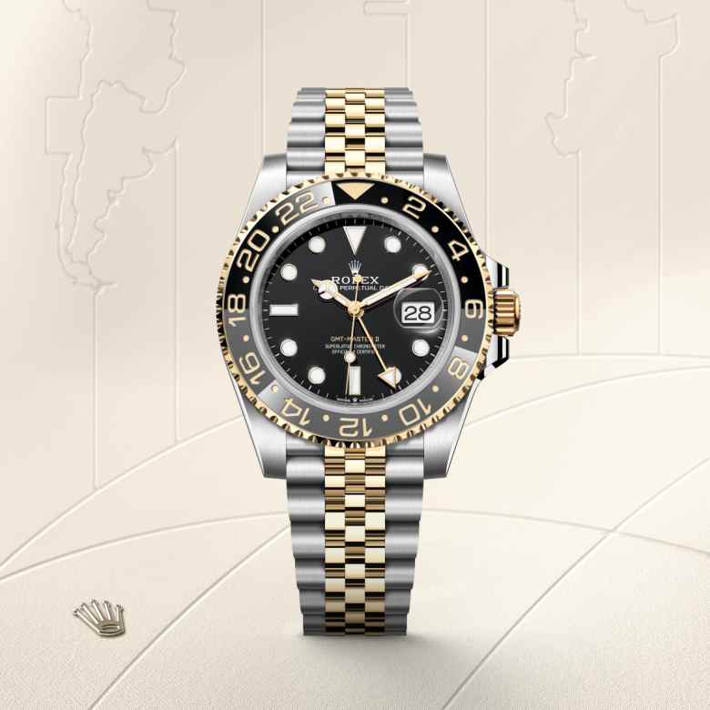 ด้านหน้า Rolex GMT-Master II ในวัสดุ Yellow Rolesor, m126713grnr-0001 - นำสว่าง