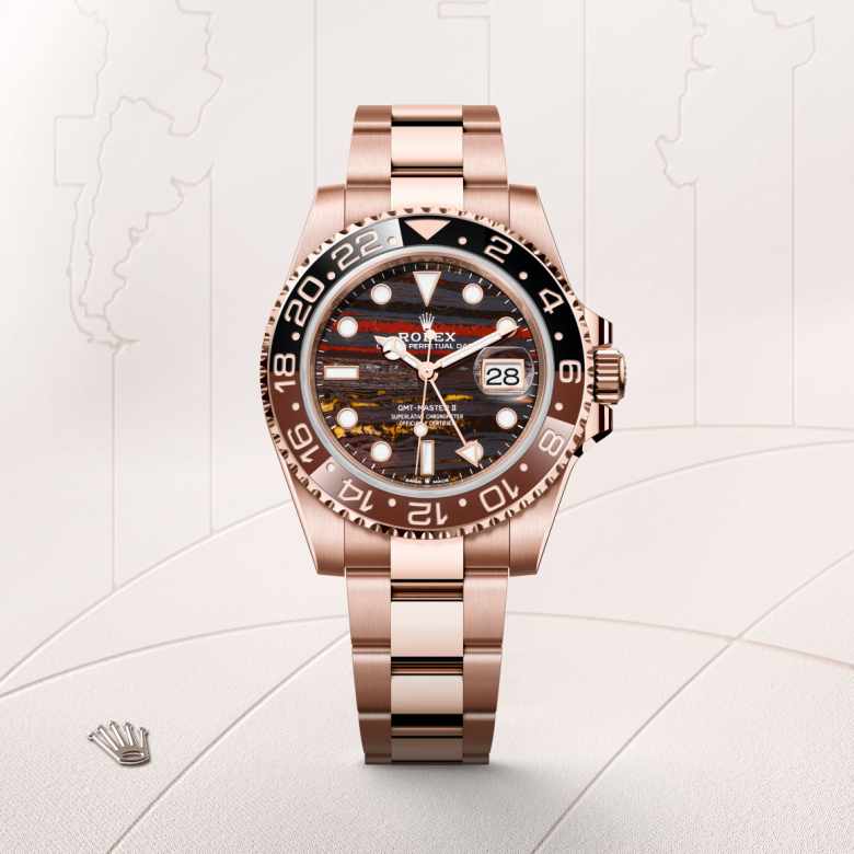 Front view of Rolex GMT-Master II in 18 ct Everose gold, m126715chnr-0002 - Nam Sawang