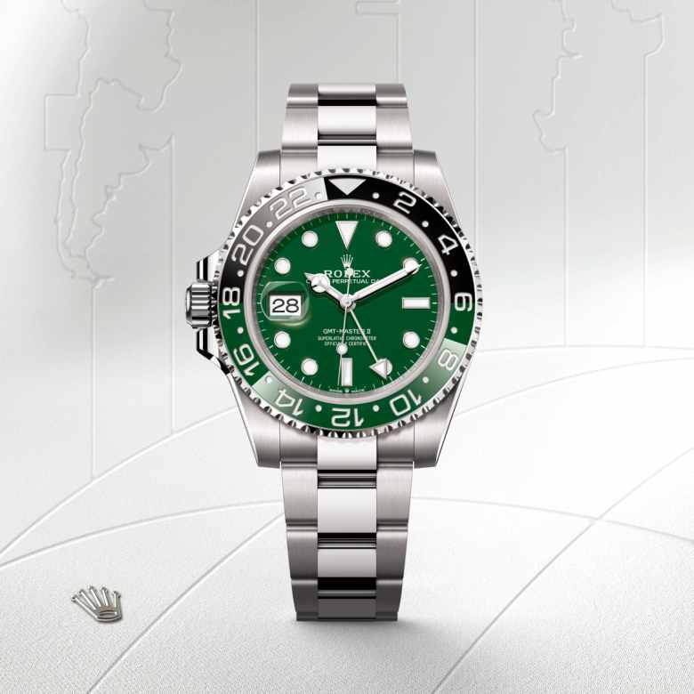 Front view of Rolex GMT-Master II in 18 ct white gold, m126729vtnr-0001 - Nam Sawang