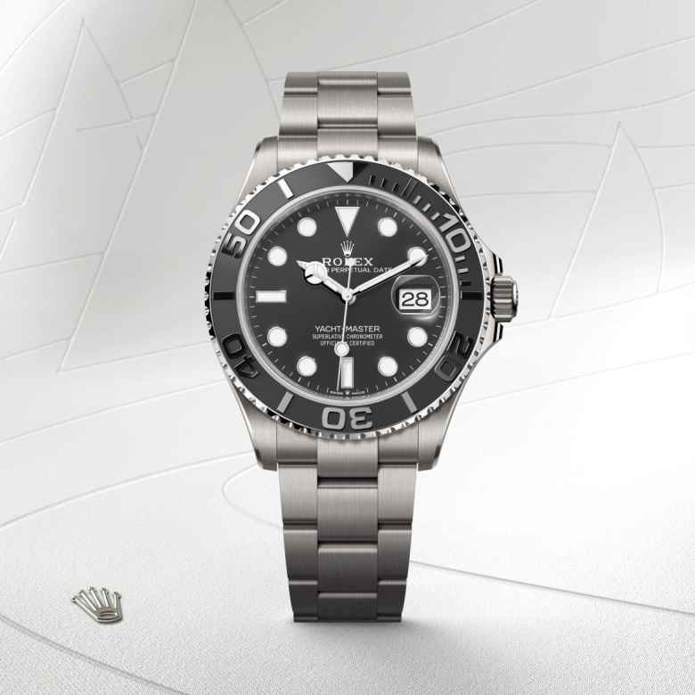 ด้านหน้า Rolex Yacht-Master ในวัสดุ ไทเทเนียม RLX, m226627-0001 - นำสว่าง