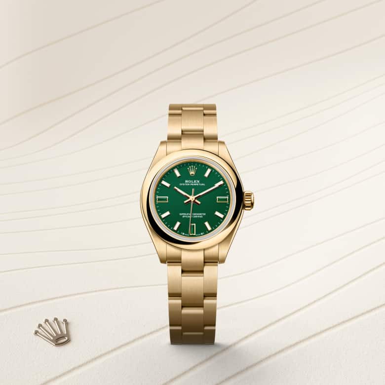 ด้านหน้า Rolex Oyster Perpetual ในวัสดุ ทองคำ 18 กะรัต, m276208-0002 - นำสว่าง
