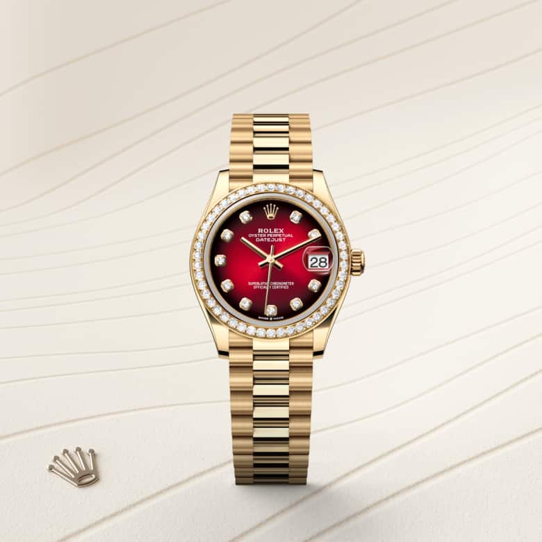 ด้านหน้า Rolex Datejust ในวัสดุ ทองคำ 18 กะรัต, m278288rbr-0041 - นำสว่าง