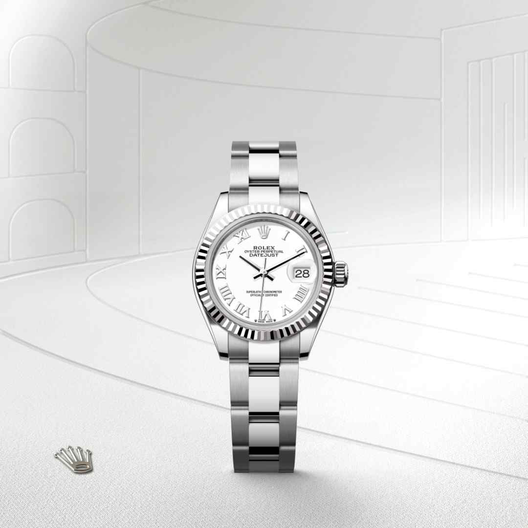 ด้านหน้า Rolex Lady-Datejust ในวัสดุ White Rolesor, m279174-0020 - นำสว่าง