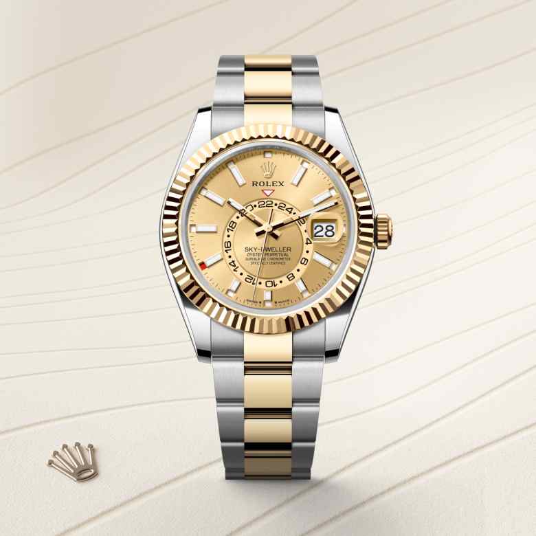 ด้านหน้า Rolex Sky-Dweller ในวัสดุ Yellow Rolesor, m336933-0001 - นำสว่าง