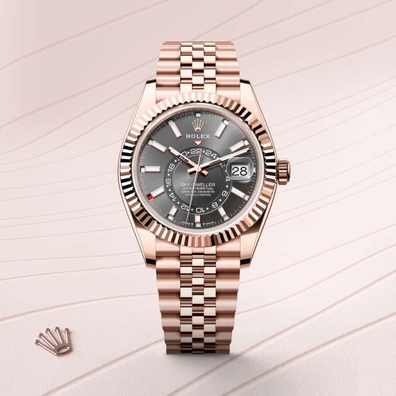 Front view of Rolex Sky-Dweller in 18 ct Everose gold, m336935-0008 - Nam Sawang