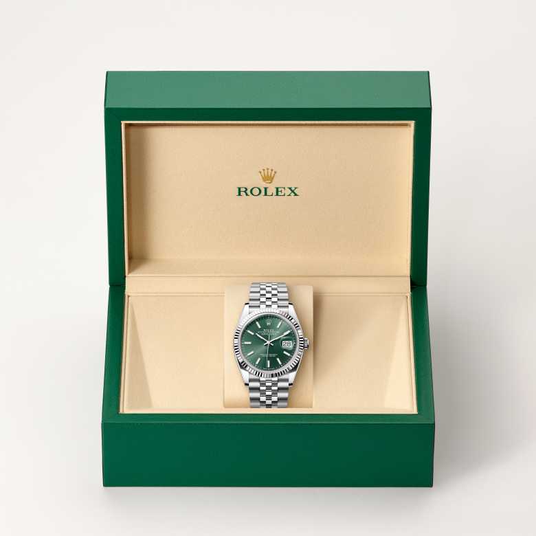 ด้านหน้า Rolex Datejust ในวัสดุ White Rolesor, m126234-0051 ในกล่อง - นำสว่าง