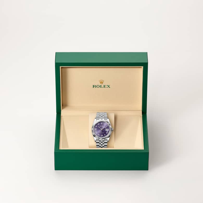 ด้านหน้า Rolex Datejust ในวัสดุ White Rolesor, m126234-0063 ในกล่อง - นำสว่าง