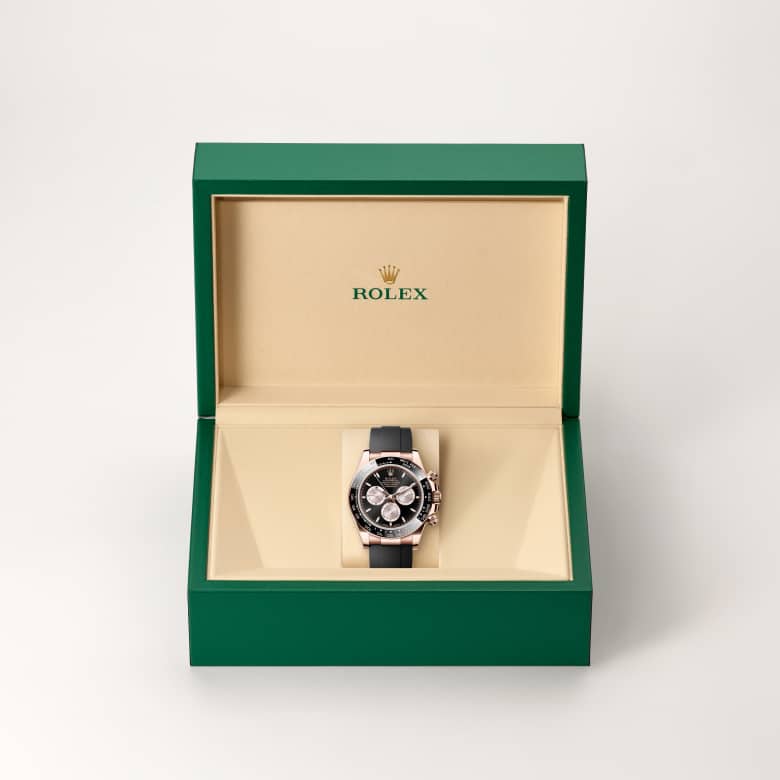ด้านหน้า Rolex Cosmograph Daytona ในวัสดุ เอเวอร์โรสโกลด์, m126515ln-0002 ในกล่อง - นำสว่าง