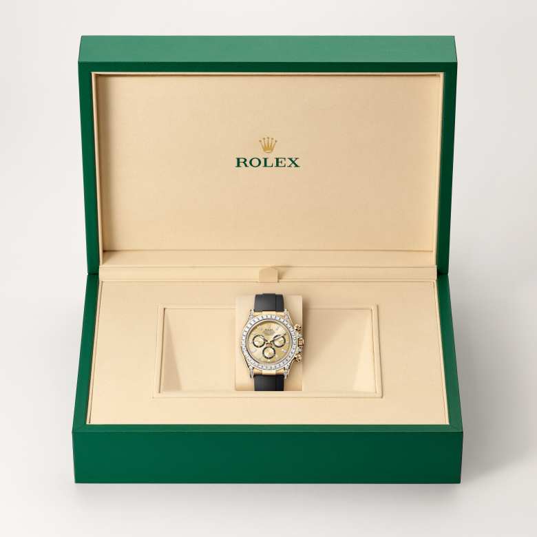 ด้านหน้า Rolex Cosmograph Daytona ในวัสดุ ทองคำ 18 กะรัต, m126538tbr-0004 ในกล่อง - นำสว่าง
