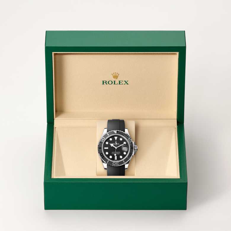 ด้านหน้า Rolex Yacht-Master ในวัสดุ ทองคำขาว 18 กะรัต, m226659-0002 ในกล่อง - นำสว่าง