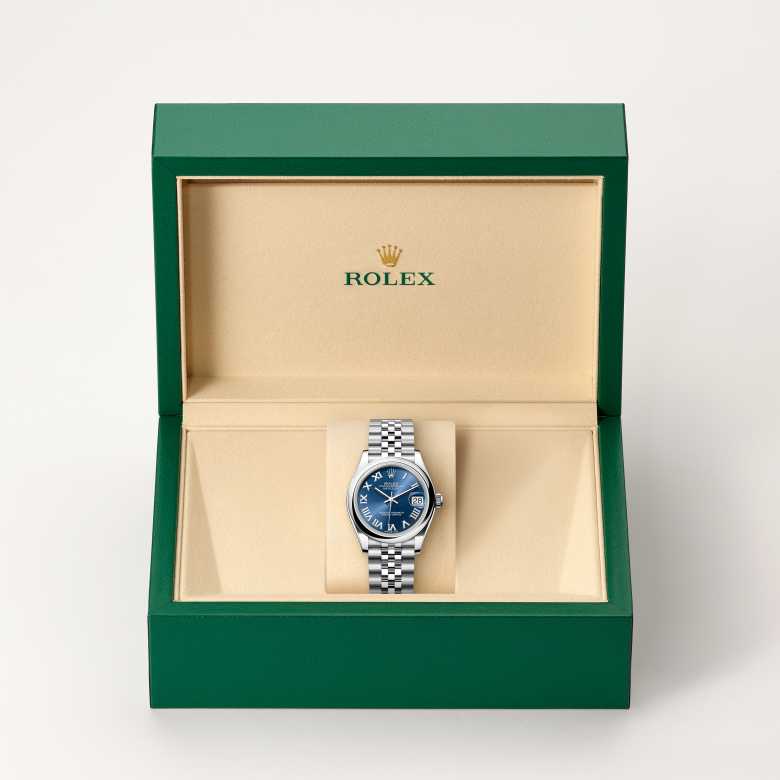 ด้านหน้า Rolex Datejust ในวัสดุ Oystersteel, m278240-0018 ในกล่อง - นำสว่าง