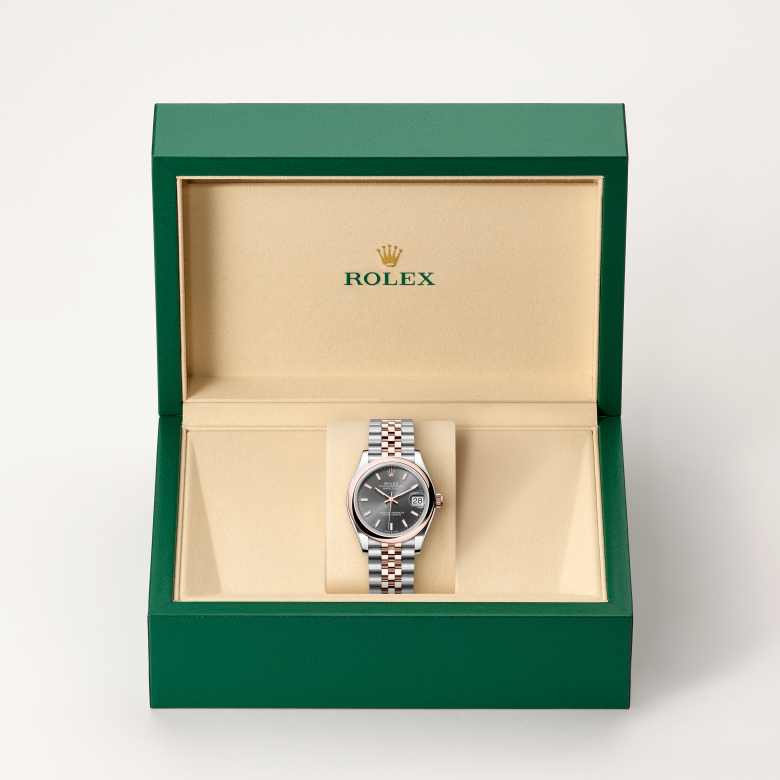 ด้านหน้า Rolex Datejust ในวัสดุ Everose Rolesor, m278241-0018 ในกล่อง - นำสว่าง