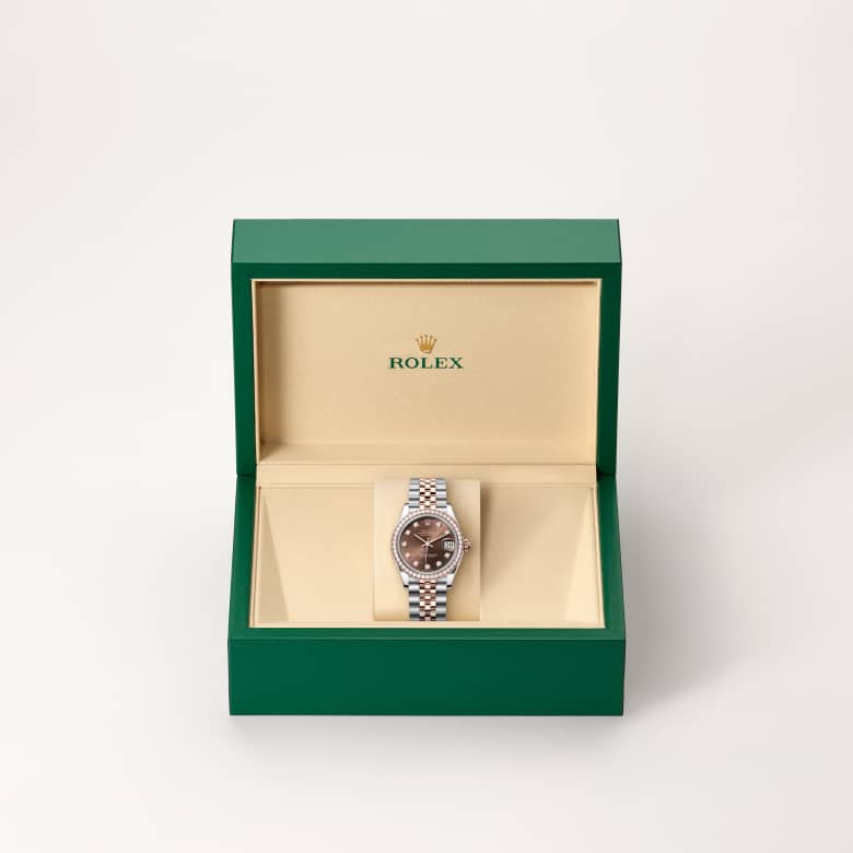 ด้านหน้า Rolex Datejust ในวัสดุ Everose Rolesor, m278381rbr-0028 ในกล่อง - นำสว่าง