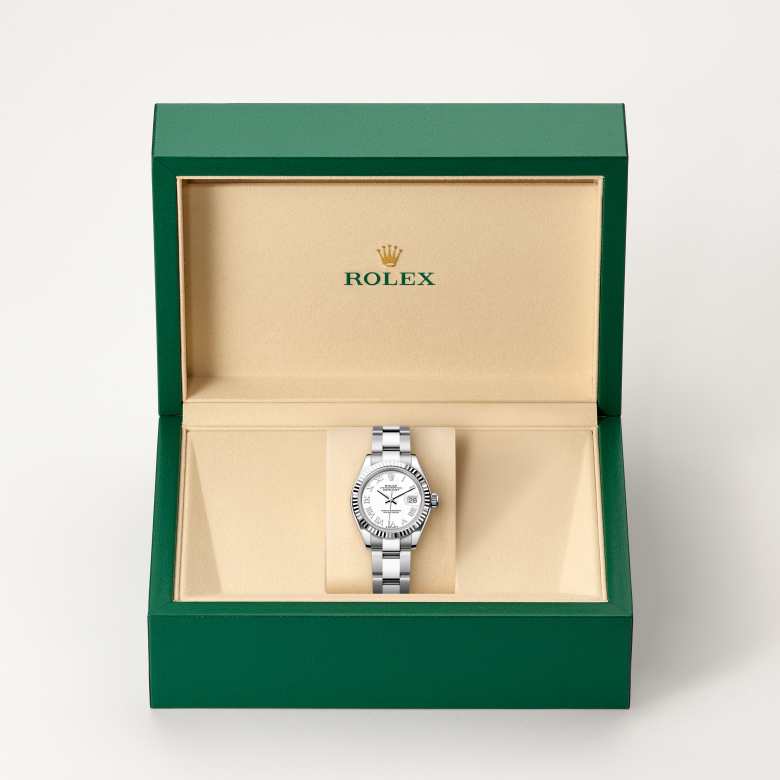 ด้านหน้า Rolex Lady-Datejust ในวัสดุ White Rolesor, m279174-0020 ในกล่อง - นำสว่าง