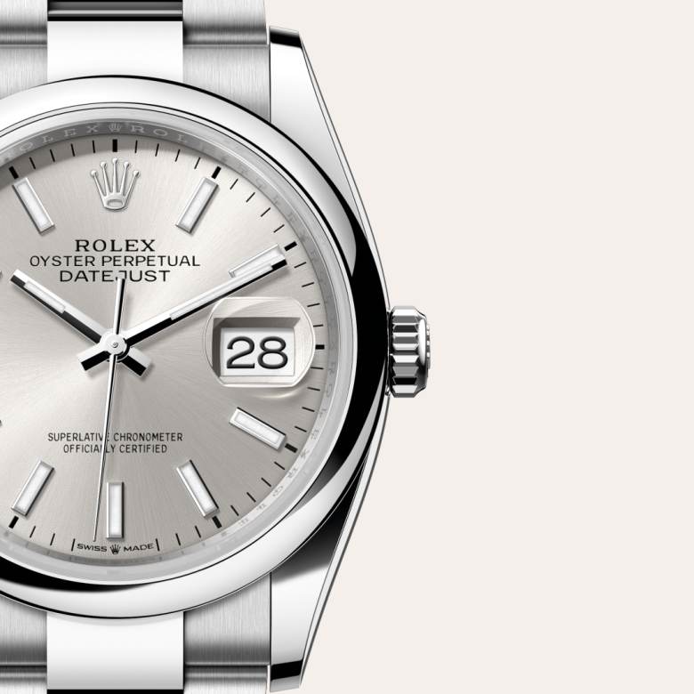 Front view of Rolex Datejust in Oystersteel, m126200-0002 with green seal - Nam Sawang