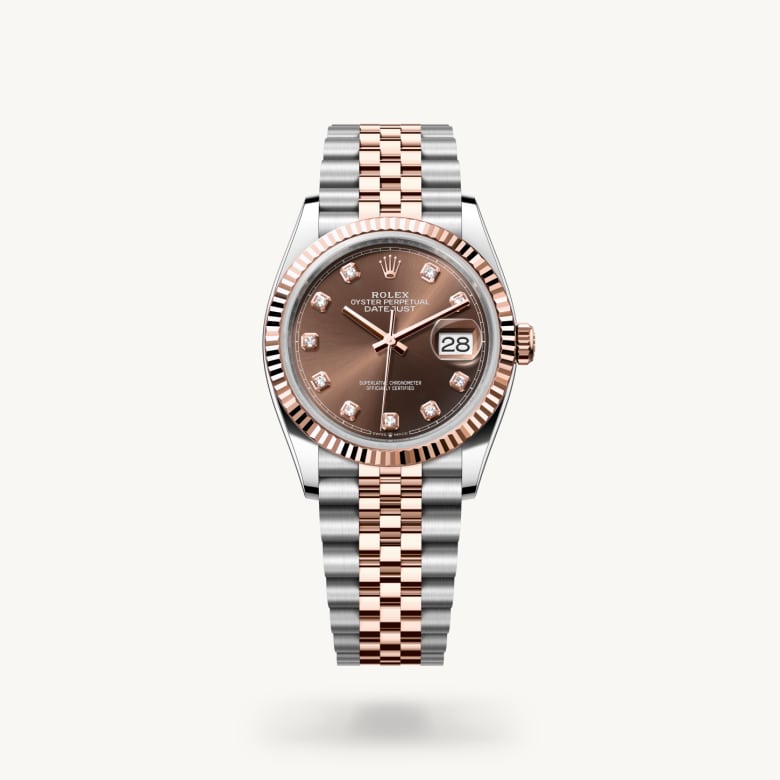 ด้านหน้า Rolex Datejust ในวัสดุ Everose Rolesor, m126231-0053 - นำสว่าง