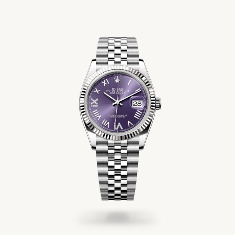ด้านหน้า Rolex Datejust ในวัสดุ White Rolesor, m126234-0063 - นำสว่าง