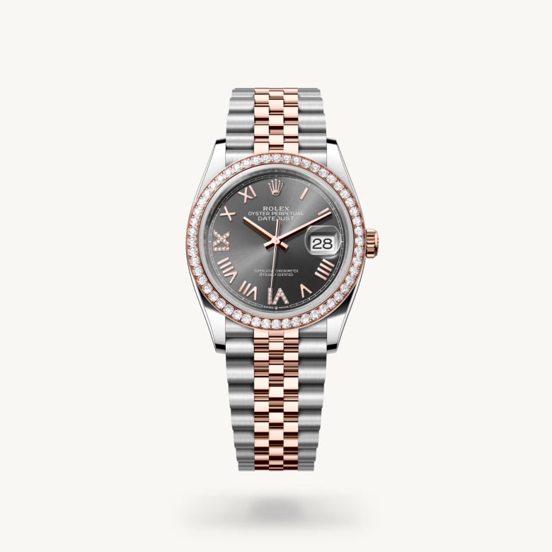 ด้านหน้า Rolex Datejust ในวัสดุ Everose Rolesor, m126281rbr-0035 - นำสว่าง