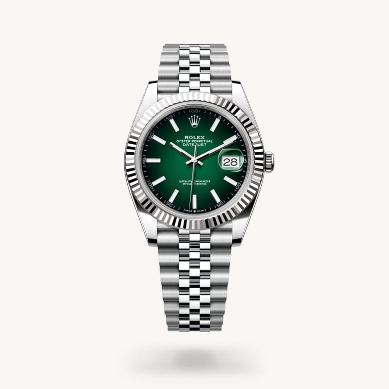 ด้านหน้า Rolex Datejust ในวัสดุ White Rolesor, m126334-0034 - นำสว่าง
