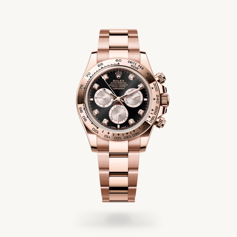ด้านหน้า Rolex Cosmograph Daytona ในวัสดุ เอเวอร์โรสโกลด์, m126505-0002 - นำสว่าง
