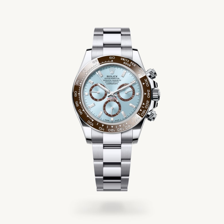ด้านหน้า Rolex Cosmograph Daytona ในวัสดุ แพลทินัม, m126506-0002 - นำสว่าง