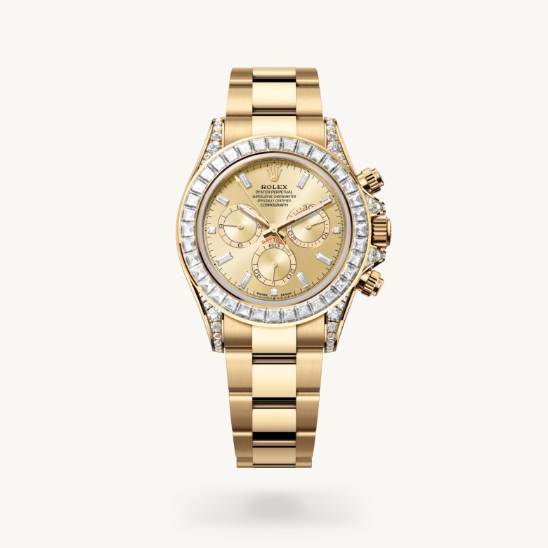 ด้านหน้า Rolex Cosmograph Daytona ในวัสดุ ทองคำ 18 กะรัต, m126598tbr-0001 - นำสว่าง