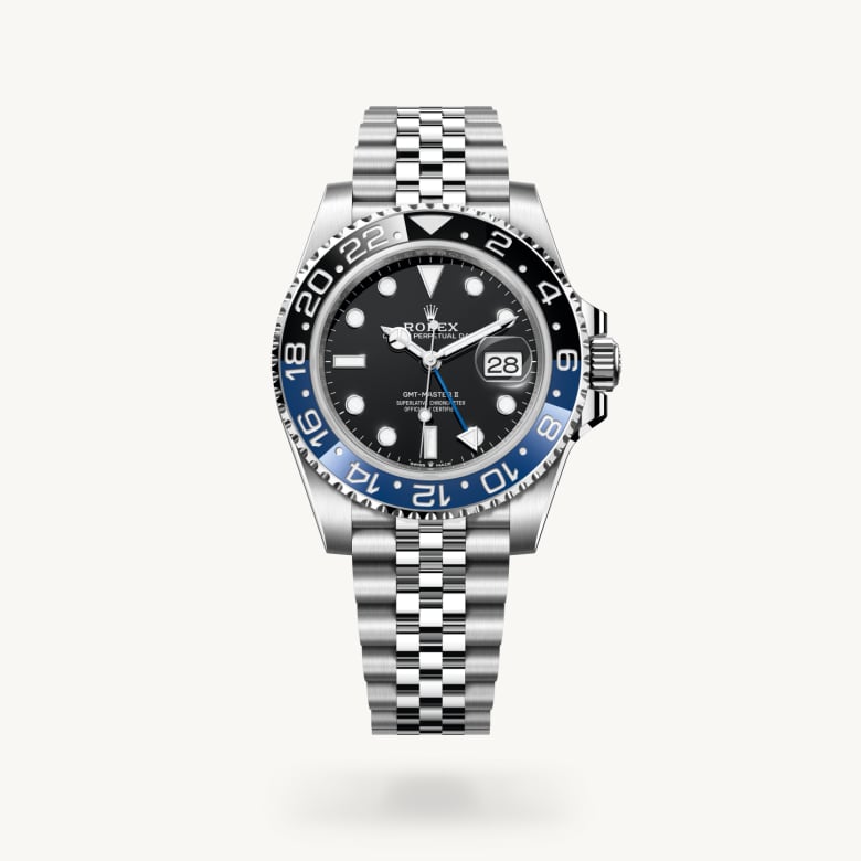 Front view of Rolex GMT-Master II in Oystersteel, m126710blnr-0002 - Nam Sawang