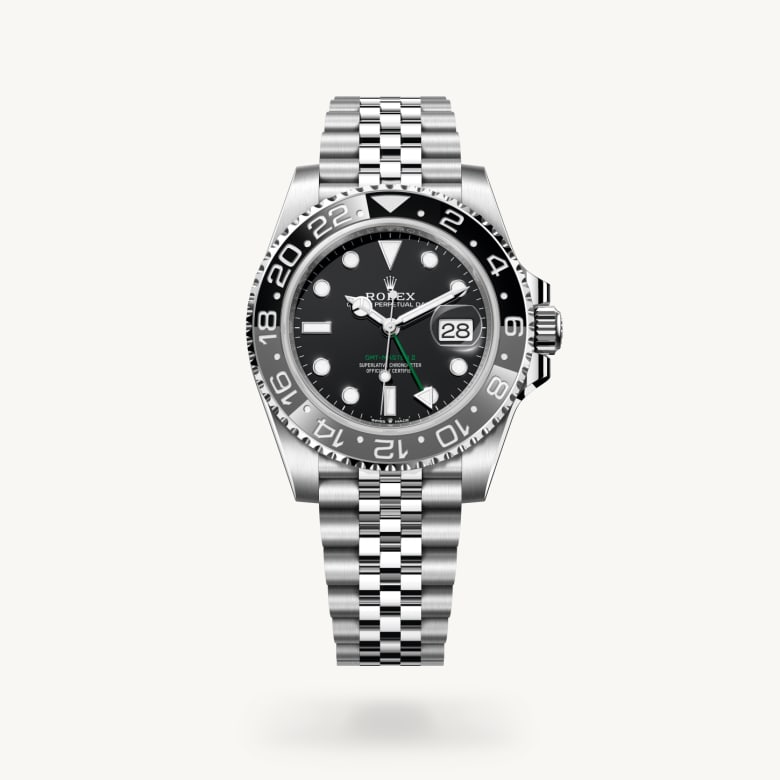 Rolex gmt-master-ii ในวัสดุ Oystersteel, m126710grnr-0003 - นำสว่าง