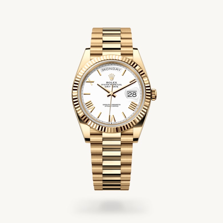 ด้านหน้า Rolex Day-Date ในวัสดุ ทองคำ 18 กะรัต, m228238-0042 - นำสว่าง