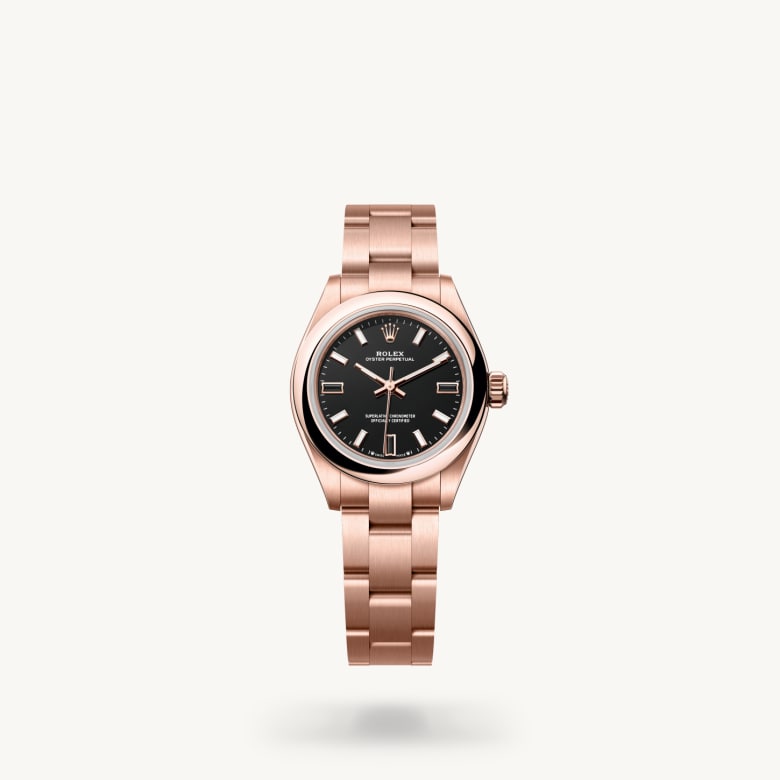 ด้านหน้า Rolex Oyster Perpetual ในวัสดุ เอเวอร์โรสโกลด์, m276205-0001 - นำสว่าง