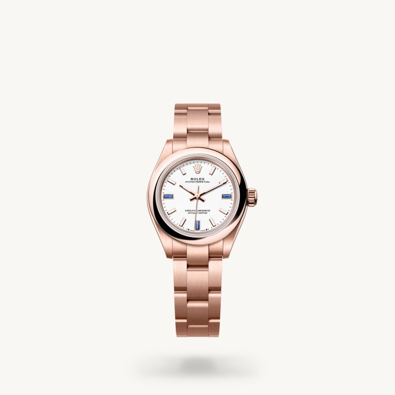 ด้านหน้า Rolex Oyster Perpetual ในวัสดุ เอเวอร์โรสโกลด์, m276205-0002 - นำสว่าง