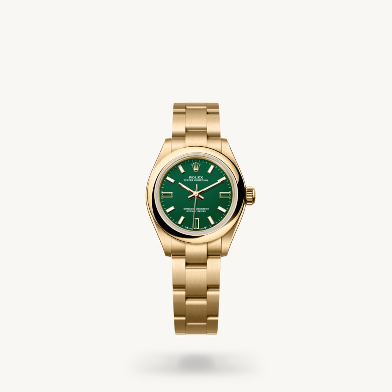 ด้านหน้า Rolex Oyster Perpetual ในวัสดุ ทองคำ 18 กะรัต, m276208-0002 - นำสว่าง