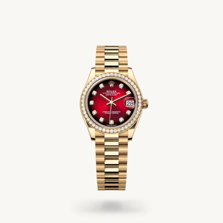 ด้านหน้า Rolex Datejust ในวัสดุ ทองคำ 18 กะรัต, m278288rbr-0041 - นำสว่าง