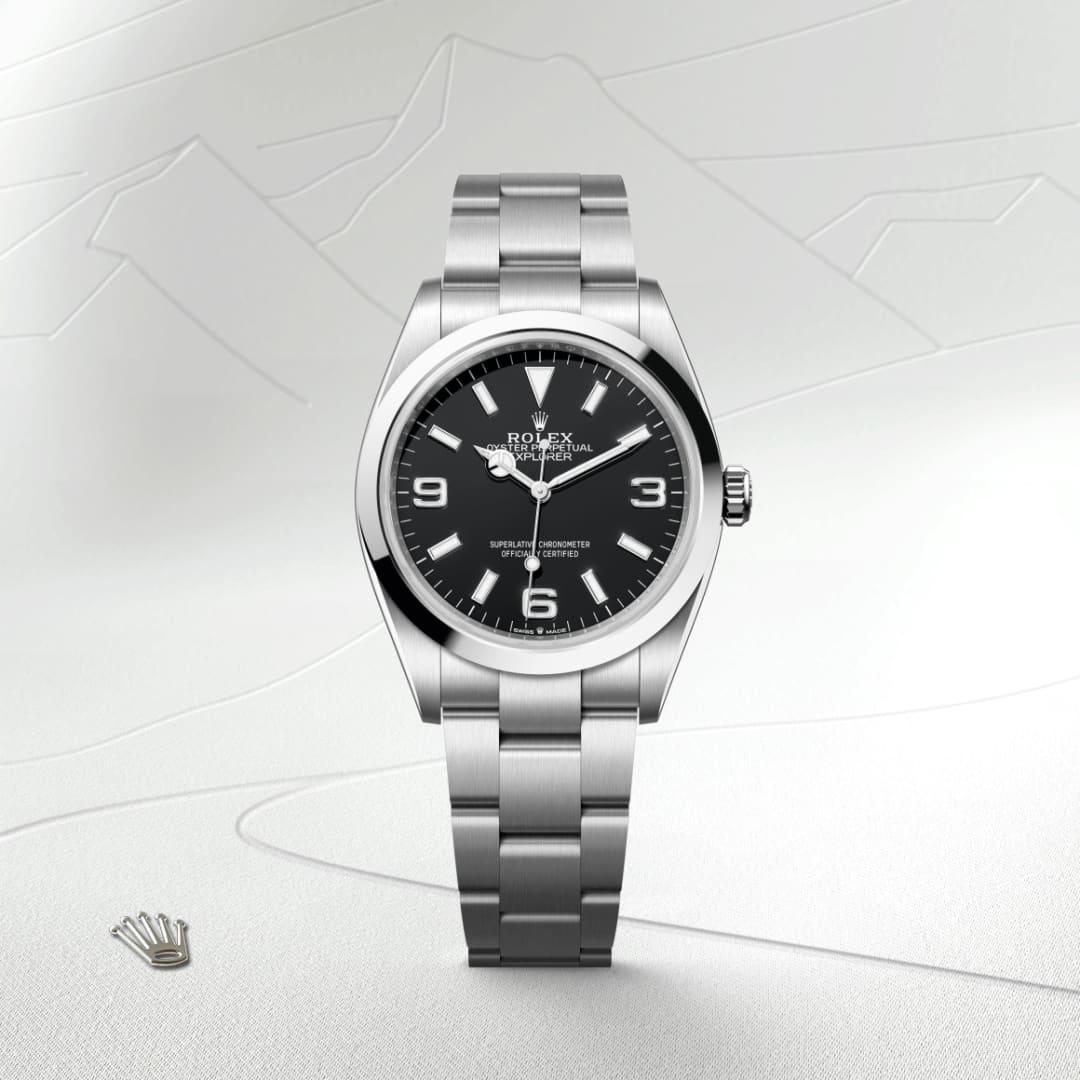 rolex-Explorer-in-Oyster, 36 มม., Oystersteel-Explorer 36,-m124270-0001-นำสว่าง