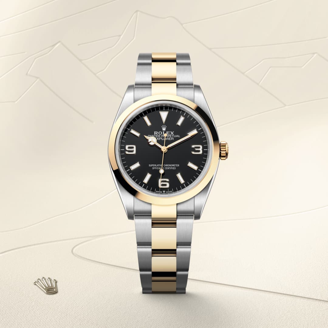 rolex-Explorer-in-Oyster, 36 มม., Oystersteel และทองคำ-Explorer 36,-m124273-0001-นำสว่าง