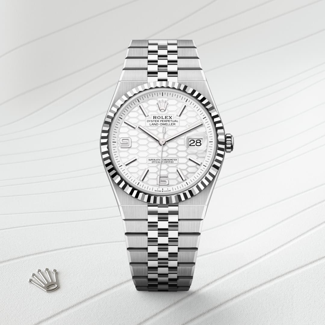 rolex-Land-Dweller-in-Oyster, 40 มม., Oystersteel และทองคำขาว-Land-Dweller 40,-m127334-0001-นำสว่าง