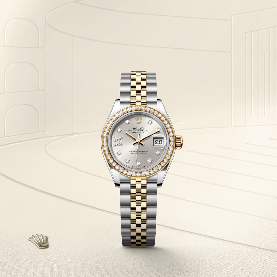 rolex-Lady-Datejust-in-Oyster, 28 มม., Oystersteel, ทองคำและเพชร-Lady-Datejust,-m279383rbr-0003-นำสว่าง