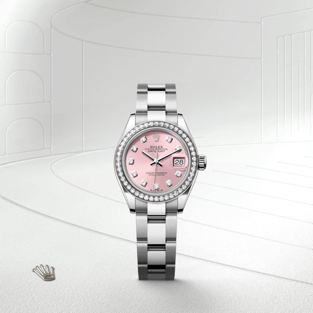 rolex-Lady-Datejust-in-Oyster, 28 มม., Oystersteel, ทองคำขาวและเพชร-Lady-Datejust,-m279384rbr-0004-นำสว่าง