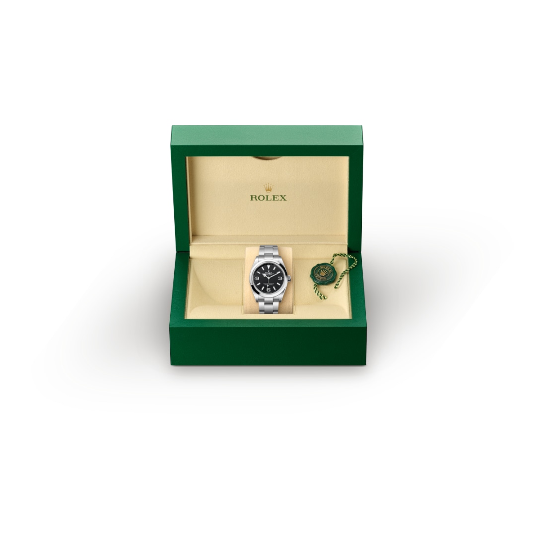 rolex-Explorer-in-Oyster, 36 มม., Oystersteel-Explorer 36,-m124270-0001-นำสว่าง