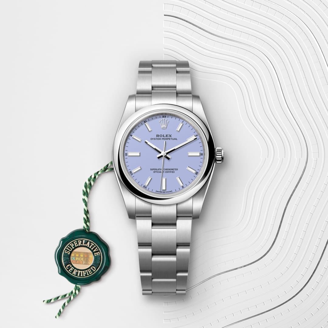 rolex-Oyster Perpetual-in-Oyster, 34 มม., Oystersteel-Oyster Perpetual 34,-m124200-0008-นำสว่าง